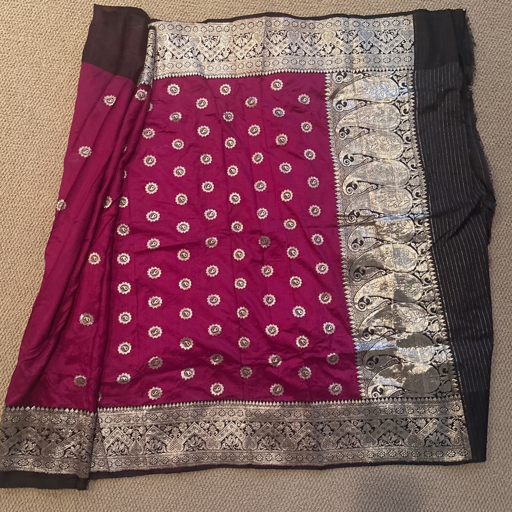 Pure Silk Maroon Saree